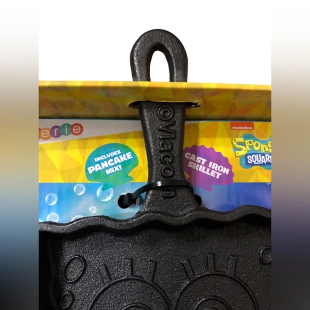 Spongebob squarepants cast iron pancake‎ skillet with pancake mix new